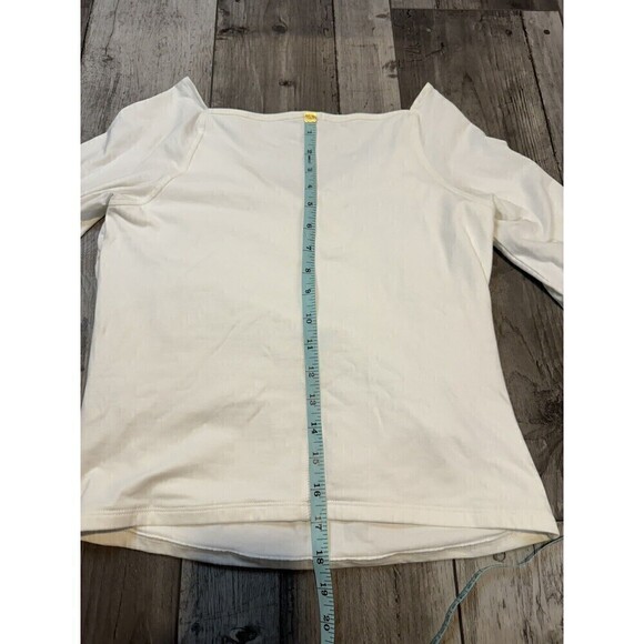 ATM Anthony Thomas Melillo Top White Pima Cotton Crossover Elbow Sleeve Large - Picture 7 of 8